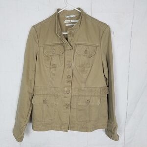 Tommy Hilfiger khaki military button up jacket size large